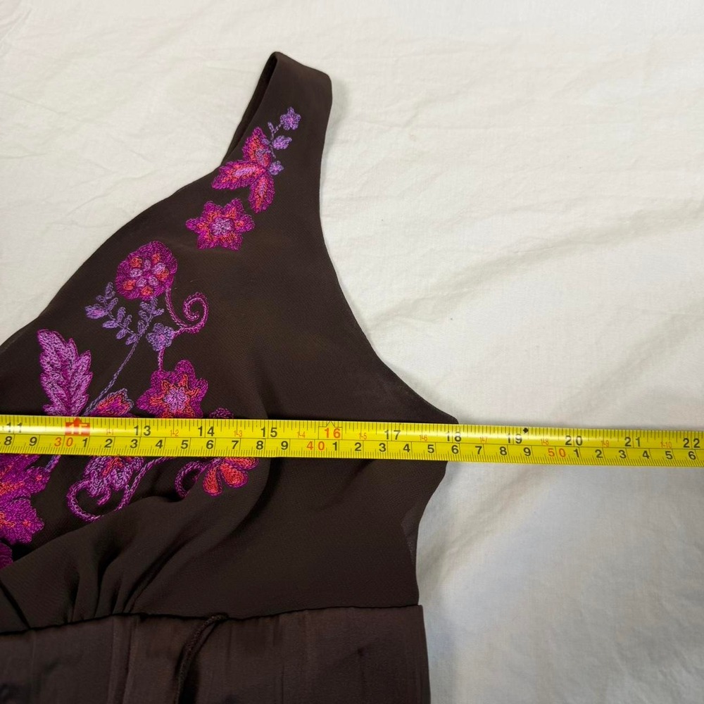 Vintage y2k Bandolino brown & pink floral embroidered design babydoll fairy top - Picture 3 of 8
